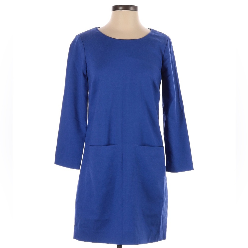 J Crew Blue 3/4 Sleeve Dress